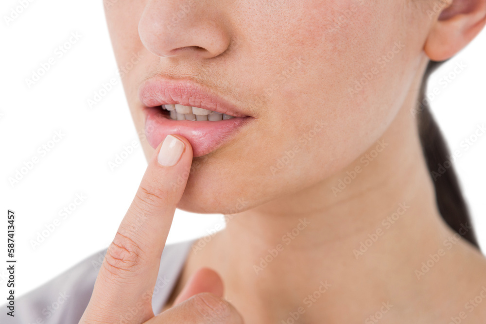 Obraz premium Woman pointing her lip