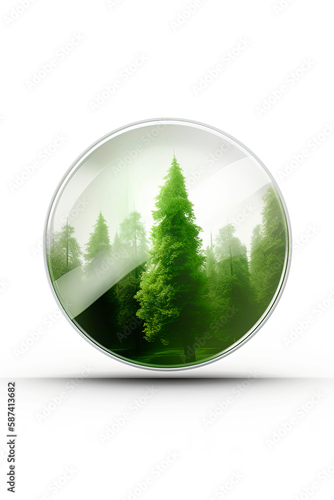 Generative AI illustration of shiny nature, environment, recycling icon on white background Generative AI illustration of shiny nature, environment, recycling icon on white background