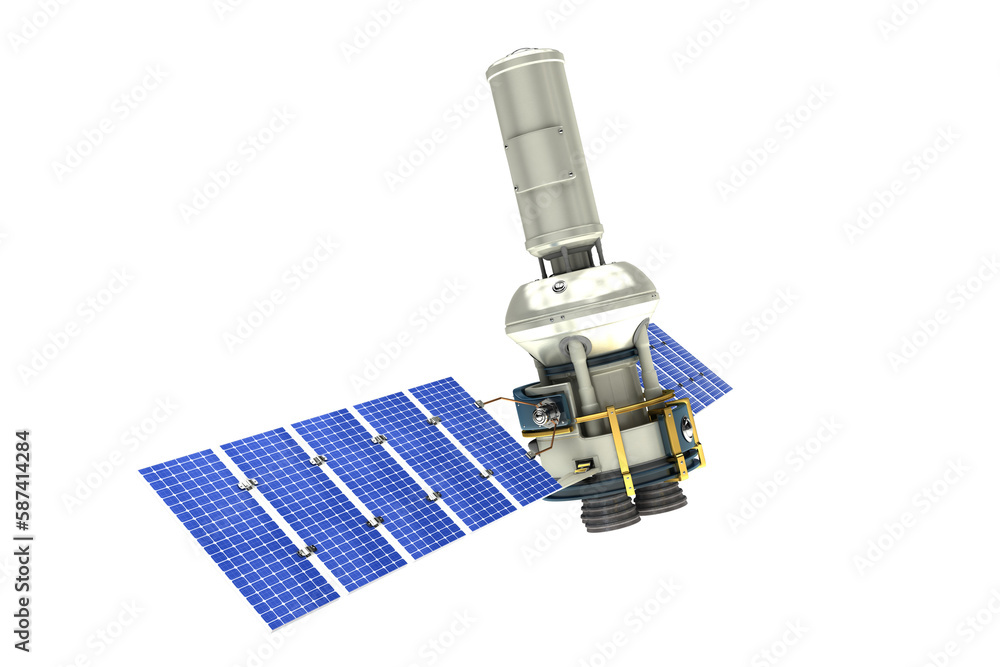 Digitally generated image of 3d modern solar power satellite Digitally generated image of 3d modern solar power satellite