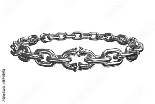 3d image of broken silver chain 