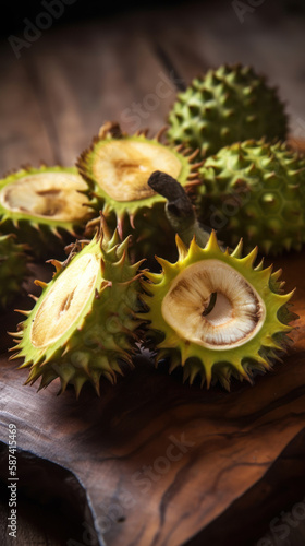 Freshly Sliced Kiwanos Fruits photo