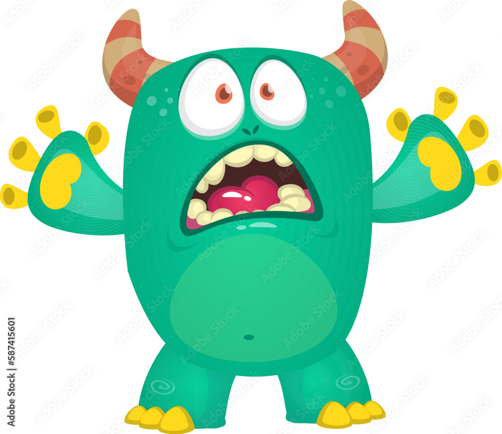 Funny cartoon monster character. Illustration of cute and happy alien. Halloween vector design isolated Funny cartoon monster character. Illustration of cute and happy alien. Halloween vector design isolated