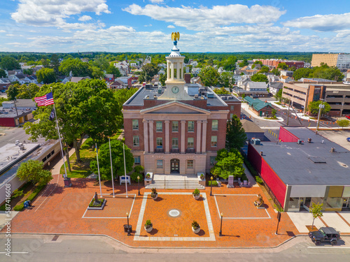 Nashua City Hall aerial view at 229 Main Street in historic downtown Nashua, New Hampshire NH, USA. photo