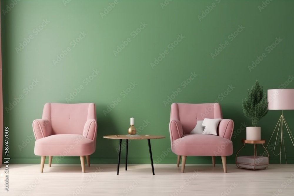 interior background lamp design pink lifestyle light house style empty furniture wall. Generative AI. interior background lamp design pink lifestyle light house style empty furniture wall. Generative AI.