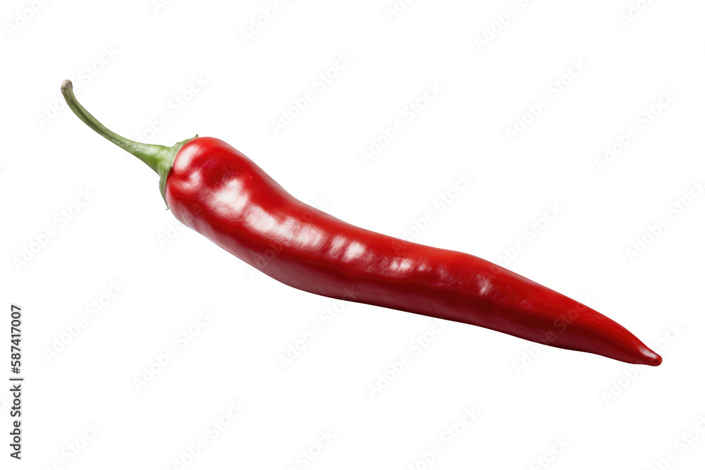 Red hot chili pepper isolated on a white background. Generative AI Red hot chili pepper isolated on a white background. Generative AI