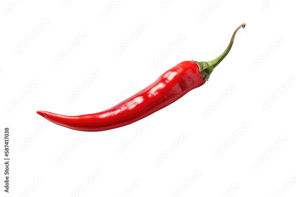 Red hot chili pepper isolated on a white background. Generative AI