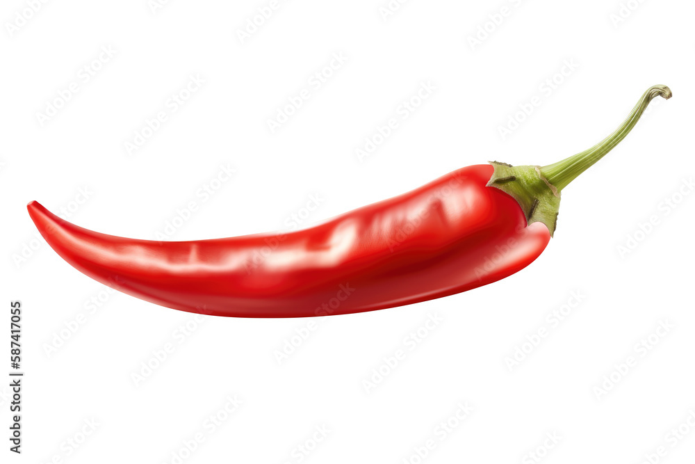 Red hot chili pepper isolated on a white background. Generative AI