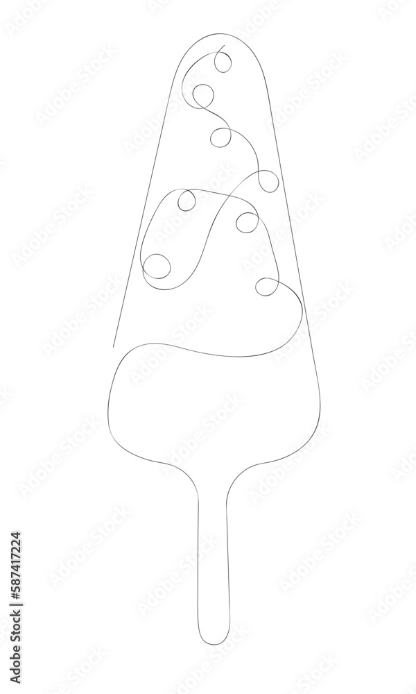Ice cream in the form of watermelon with pits one continuous isolated line vector Ice cream in the form of watermelon with pits one continuous isolated line vector
