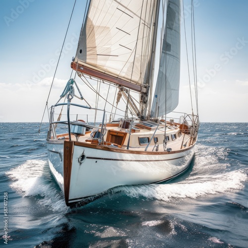 White-Sailed Yacht on the Open Seas © Zachary