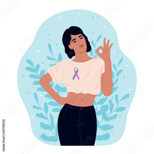World thyroid day. Thyroid awareness ribbon. World thyroid day. African-American woman and symbol of women's health. January is thyroid awareness month concept design.