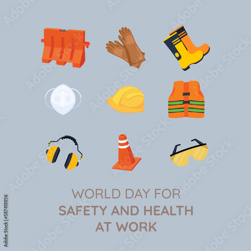 Vector Illustration for Safety and Health Day at Work