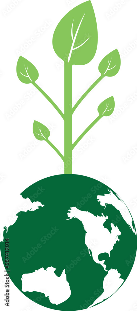 Globe tree vector logo design template. Planet and eco symbol or icon.
