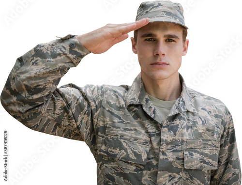 Obraz na plátne Portrait of military saluting