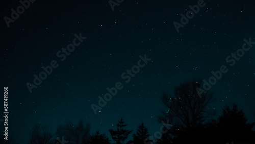 Night starry sky, dark blue space background with stars. © Trik
