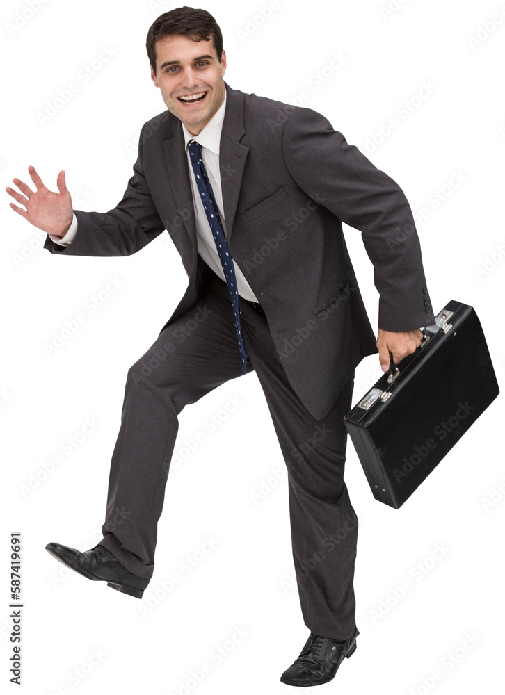 Cheerful businessman in a hurry Cheerful businessman in a hurry