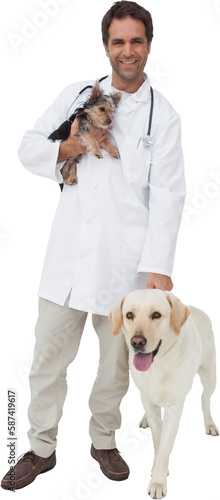 Happy vet with dog photo