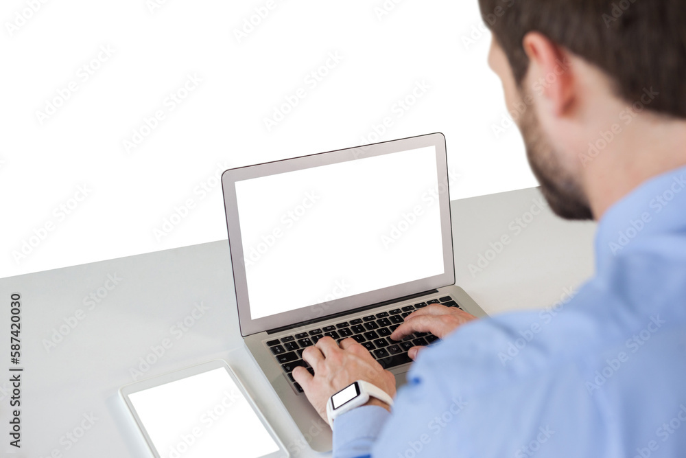 Businessman using laptop at table Businessman using laptop at table
