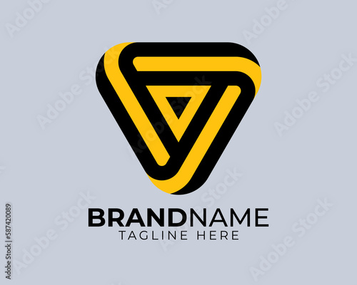 2d multiline infinite loop of impossible triangle logo template 