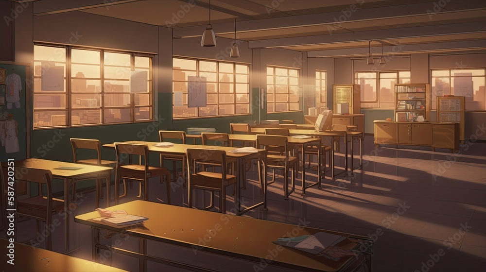 Anime Classroom HD Wallpaper-demhanvico.com.vn