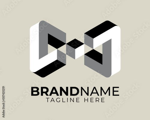 3d impossible infinite geometric shape as initial letter of C D L 7