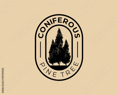 coniferous pine forest emblem logo template