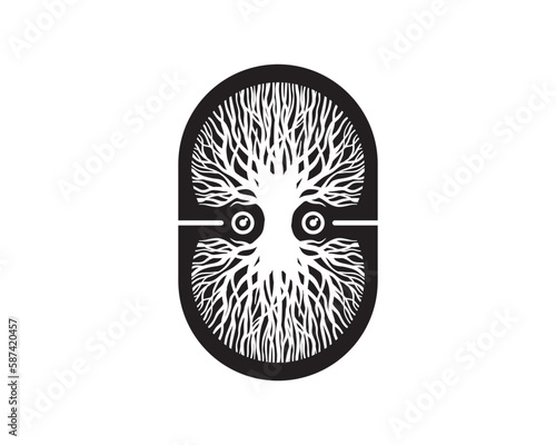 mirrored twin kalpawreksa kalpavrkṣa kalpataru mythological oak tree logo