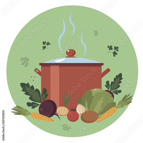 vector traditional ukrainian food and and some ingridients and spices