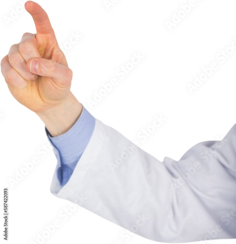 Cropped image of male doctor touching screen