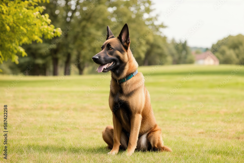 Belgian Shepherd Malinois guarding the border. Generative AI. Belgian Shepherd Malinois guarding the border. Generative AI.