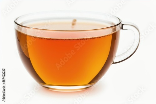 A cup of hot tea from glass on a white background, Generative AI.