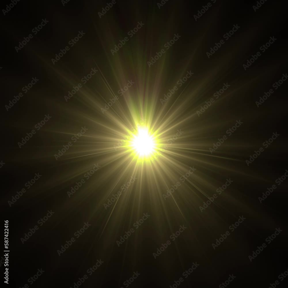 Video Stock Optical Flare Flash Effect On Black Screen Lens Flare
