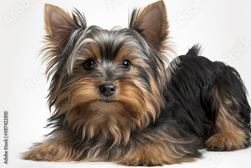 Elegant Yorkshire Terrier on White Background - Capturing the Grace and Charm of this Beloved Breed
