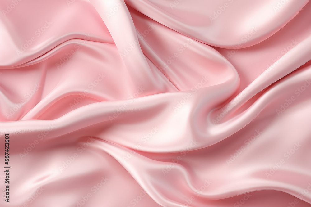 Obraz premium Pale Pink colored silk satin background, texture, fabric, textile, material. Generative AI