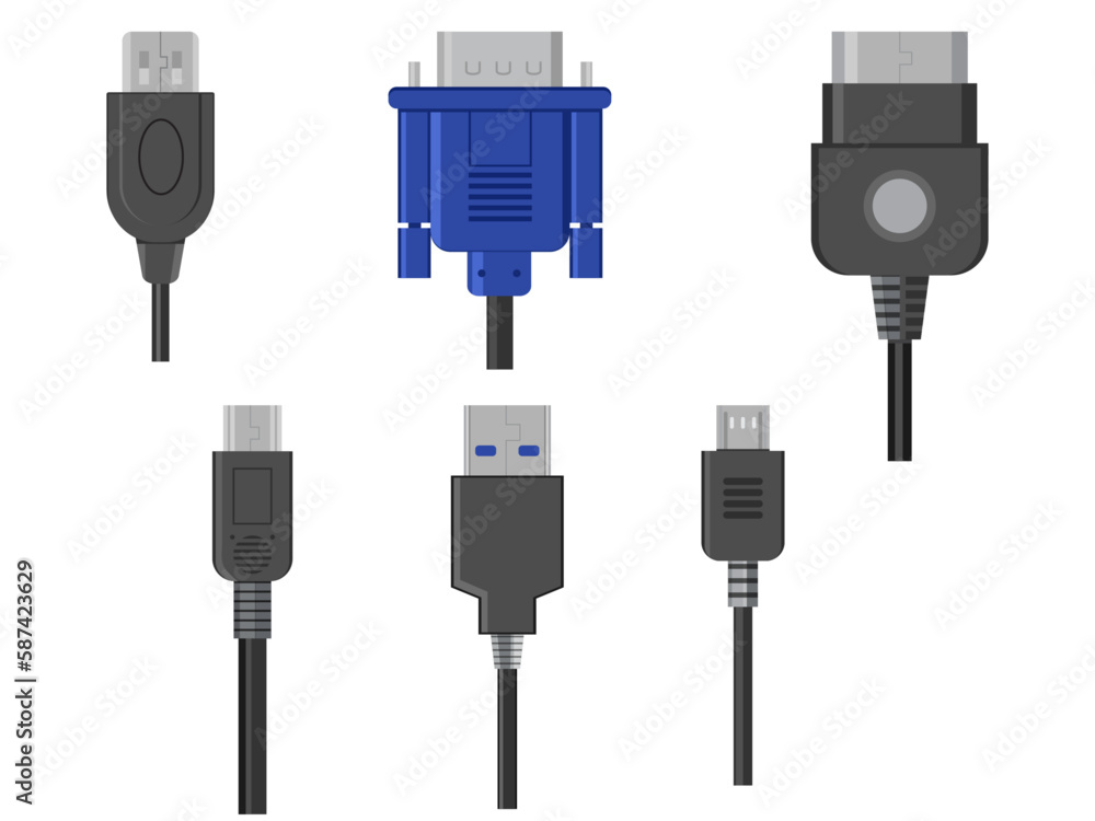 Plug contacts set vector illustration on background Plug contacts set vector illustration on background
