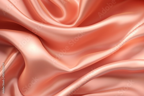 Salmon colored silk satin background, texture, fabric, textile, material. Generative AI