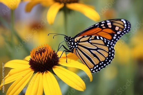 monarch butterfly on a flower. generative AI © NumediaPhoto