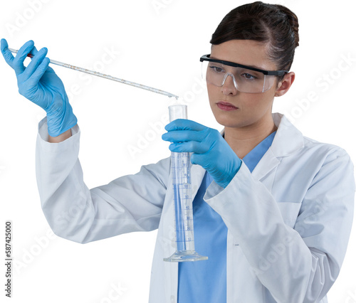 Female scientist conducting experiment