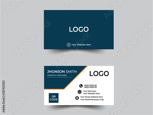 Double-sided creative business card template.Portrait and landscape orientation. Horizontal and vertical layout.
 Personal visiting card with company logo. Vector illustration.
