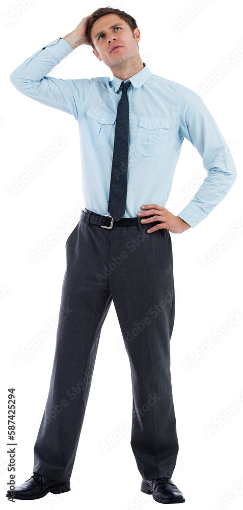 Thoughtful businessman with hand on head Thoughtful businessman with hand on head