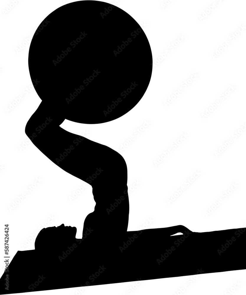 Silhouette woman with fitness ball Silhouette woman with fitness ball