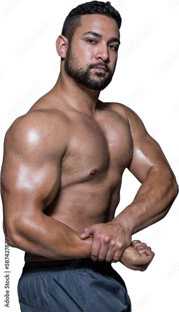 Portrait of a bodybuilder man flexing muscles Portrait of a bodybuilder man flexing muscles