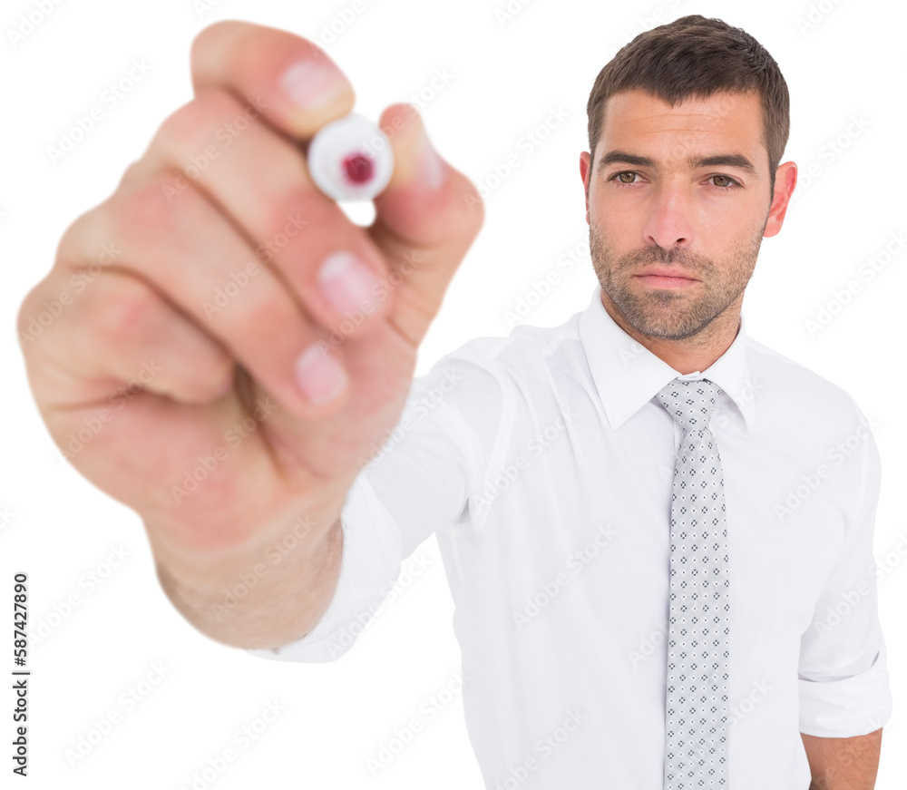 Portrait of businessman using marker Portrait of businessman using marker