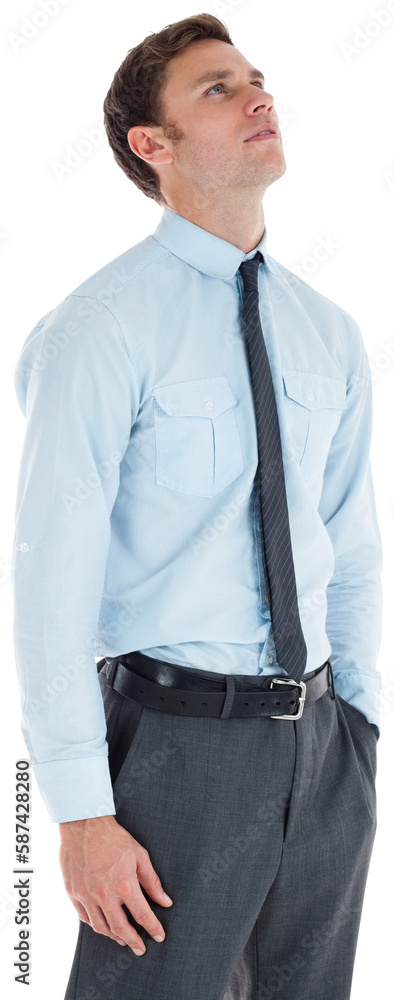 Serious businessman standing with hand in pocket Serious businessman standing with hand in pocket