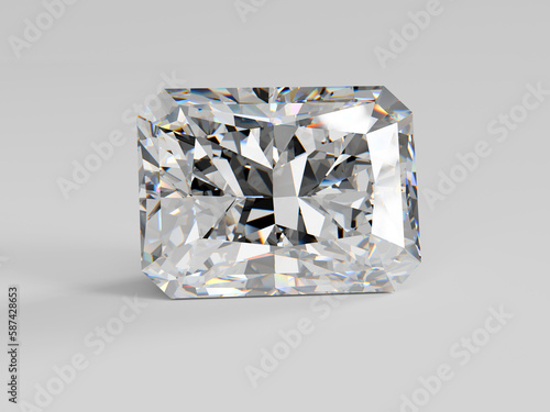 Diamond of rectangle radiant cut on white background