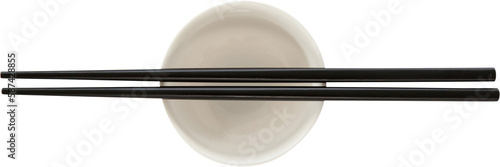 Chopsticks on container over white background