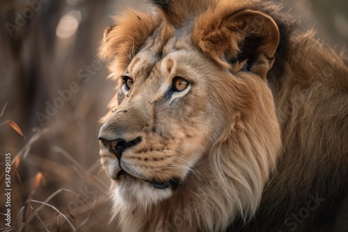 The Kruger King Lion. Generative AI
