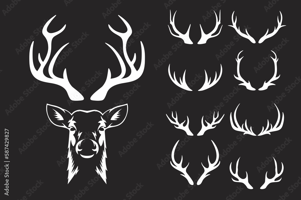 Vector Reindeer Horns, Antlers. Deer Horn Silhouettes. Hand Drawn Deers Horn, Antler Set. Animal Antler Collection. Design Elements of Deer. Wildlife Hunters, Hipster, Christmas and New Year concept Vector Reindeer Horns, Antlers. Deer Horn Silhouettes. Hand Drawn Deers Horn, Antler Set. Animal Antler Collection. Design Elements of Deer. Wildlife Hunters, Hipster, Christmas and New Year concept