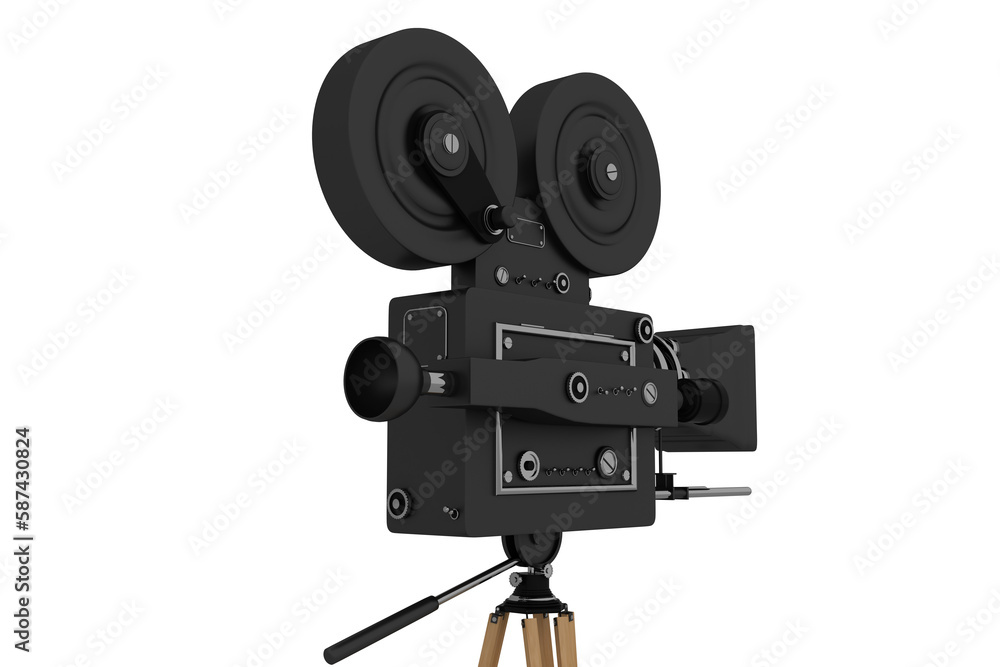 Black film reel camera with tripod Black film reel camera with tripod