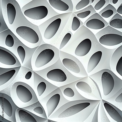 ffset white irregular organic rounded grid shape geometrical background wallpaper banner pattern Generative AI