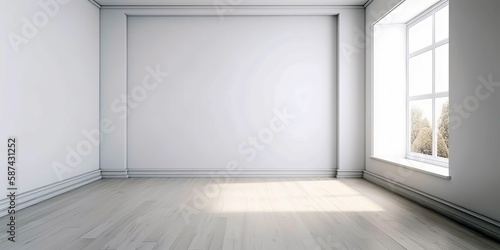 Contemporary blank white room interior with minimalist design  Generative AI